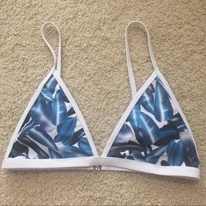 Blue palm leaf bikini top